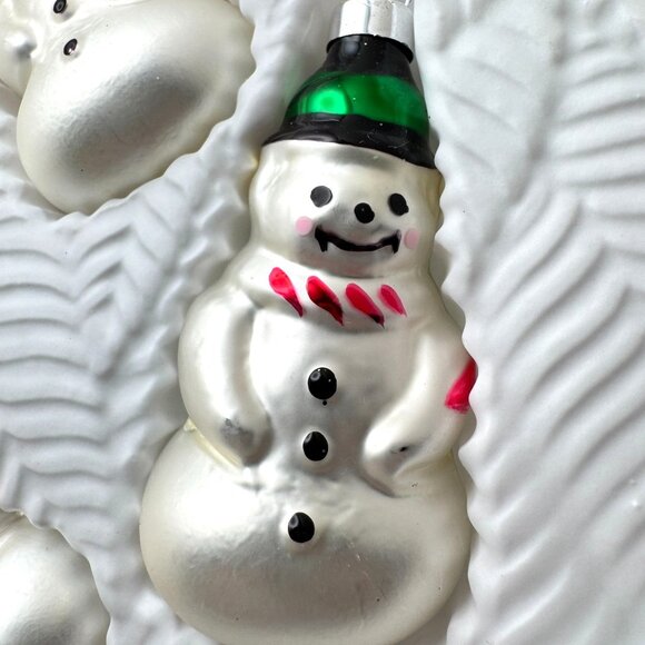 Set Of 4 Christmas Trimmeries Snowman Glass Ornaments 1990 - Picture 6 of 10